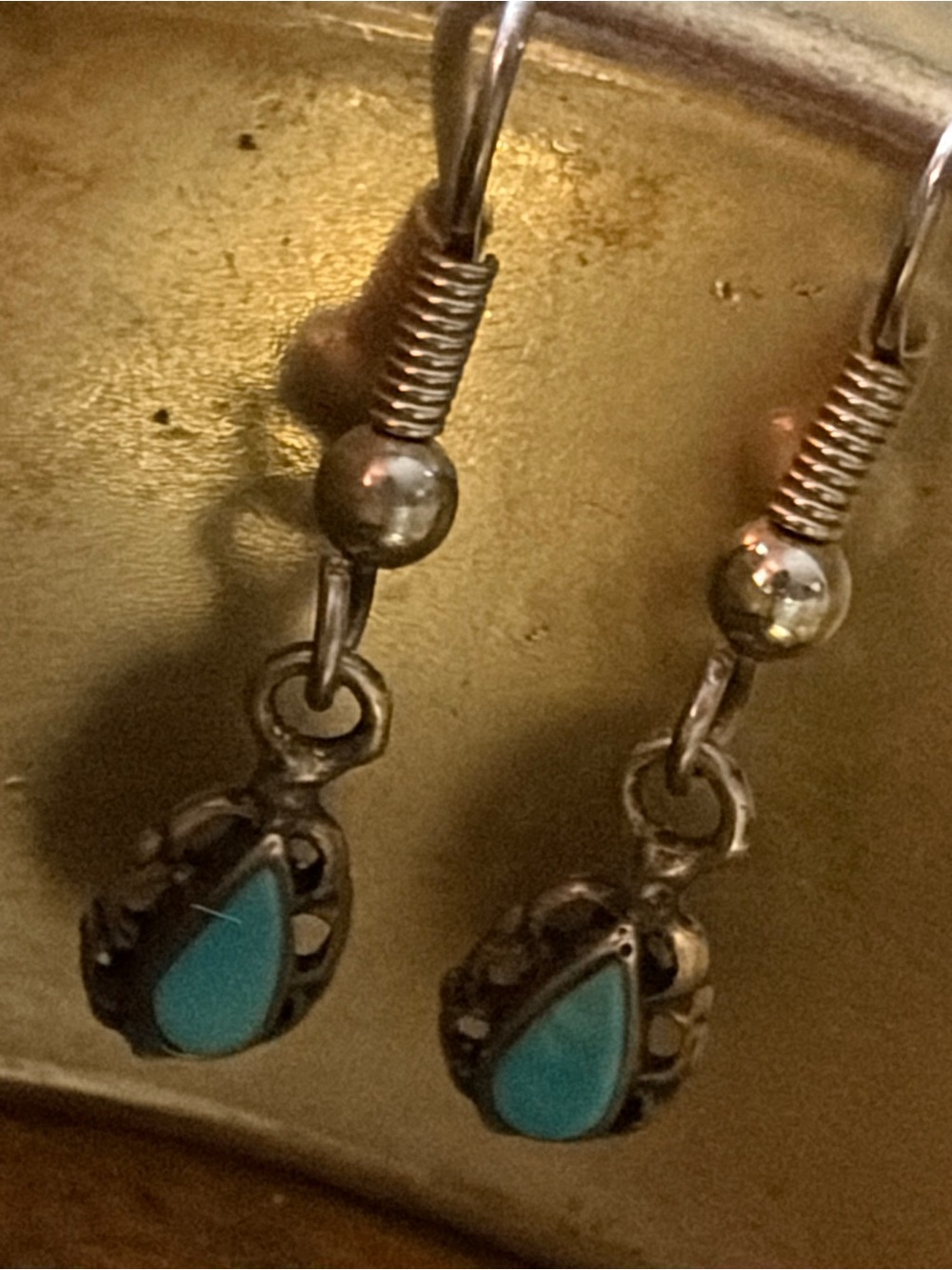 South Western Styke Teardrop Dangle Earrings - Sterling-Stamped USA + Makers